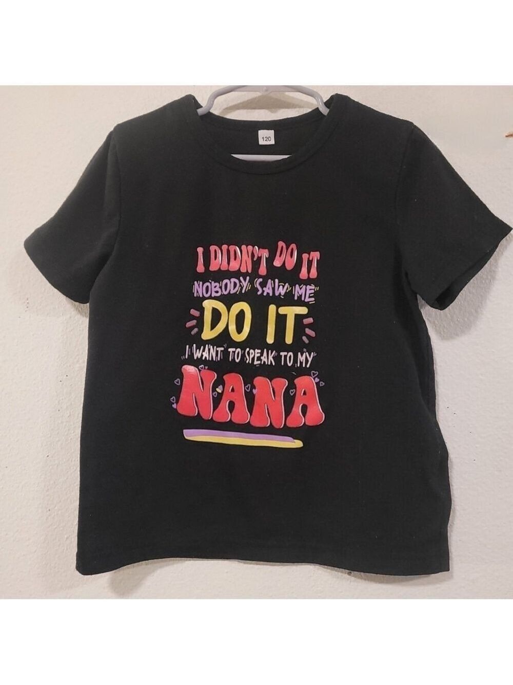 Black and Red Short Sleeve Tee with Playful Graphic Sz 6